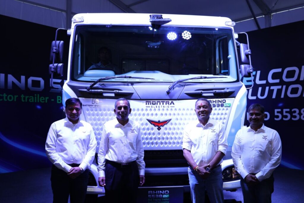 Montra Electric launches the Rhino 5538 EV 4×2 TT and inaugurates automated battery plant